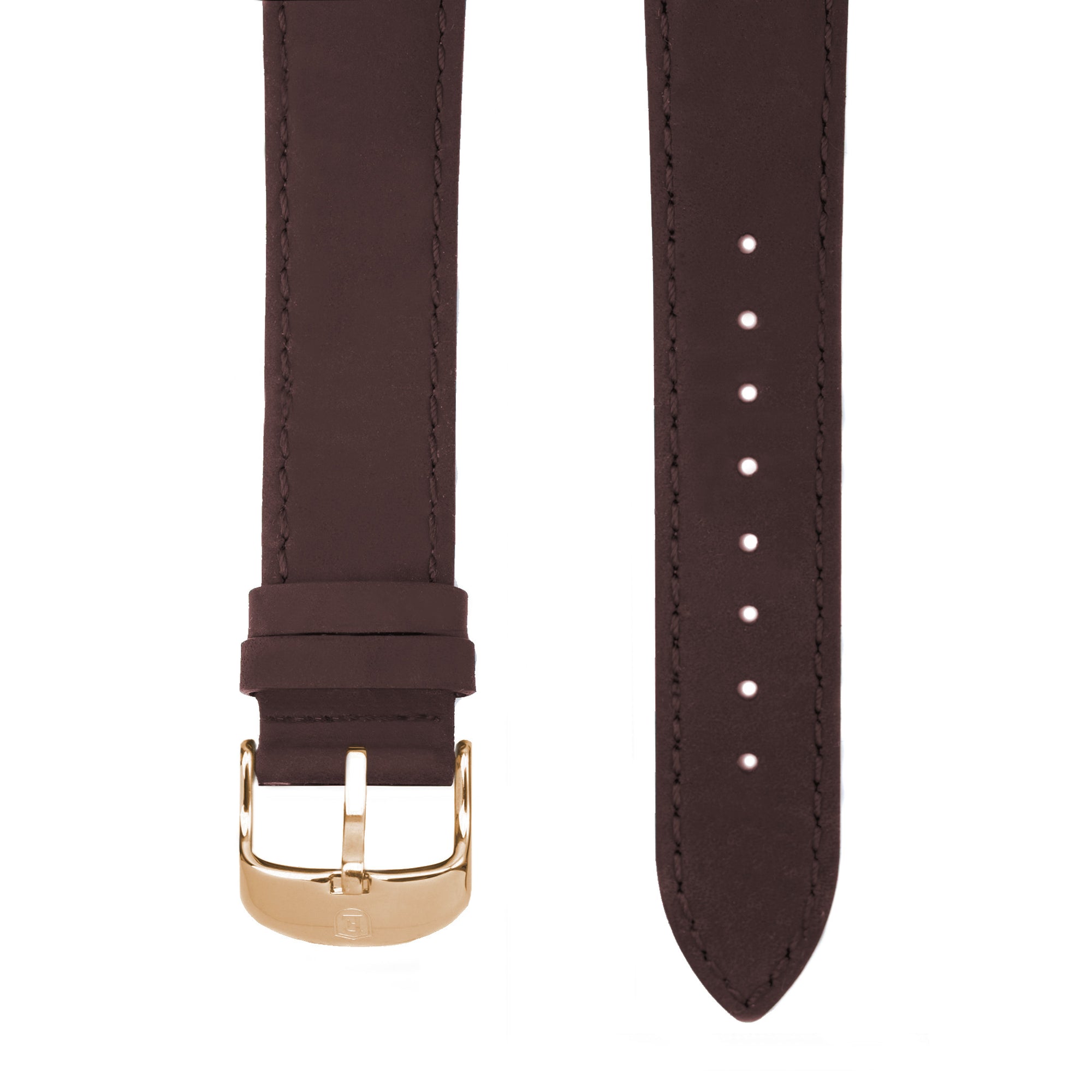 Dark Brown Italian Crazy Horse Leather Strap with Rose Gold Pin Buckle