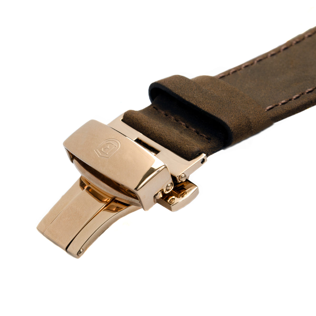 Dark Brown Italian Crazy Horse Leather Strap with Rose Gold Clasp