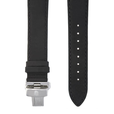 Black Italian Crazy Horse Leather Strap with Stainless Steel Clasp