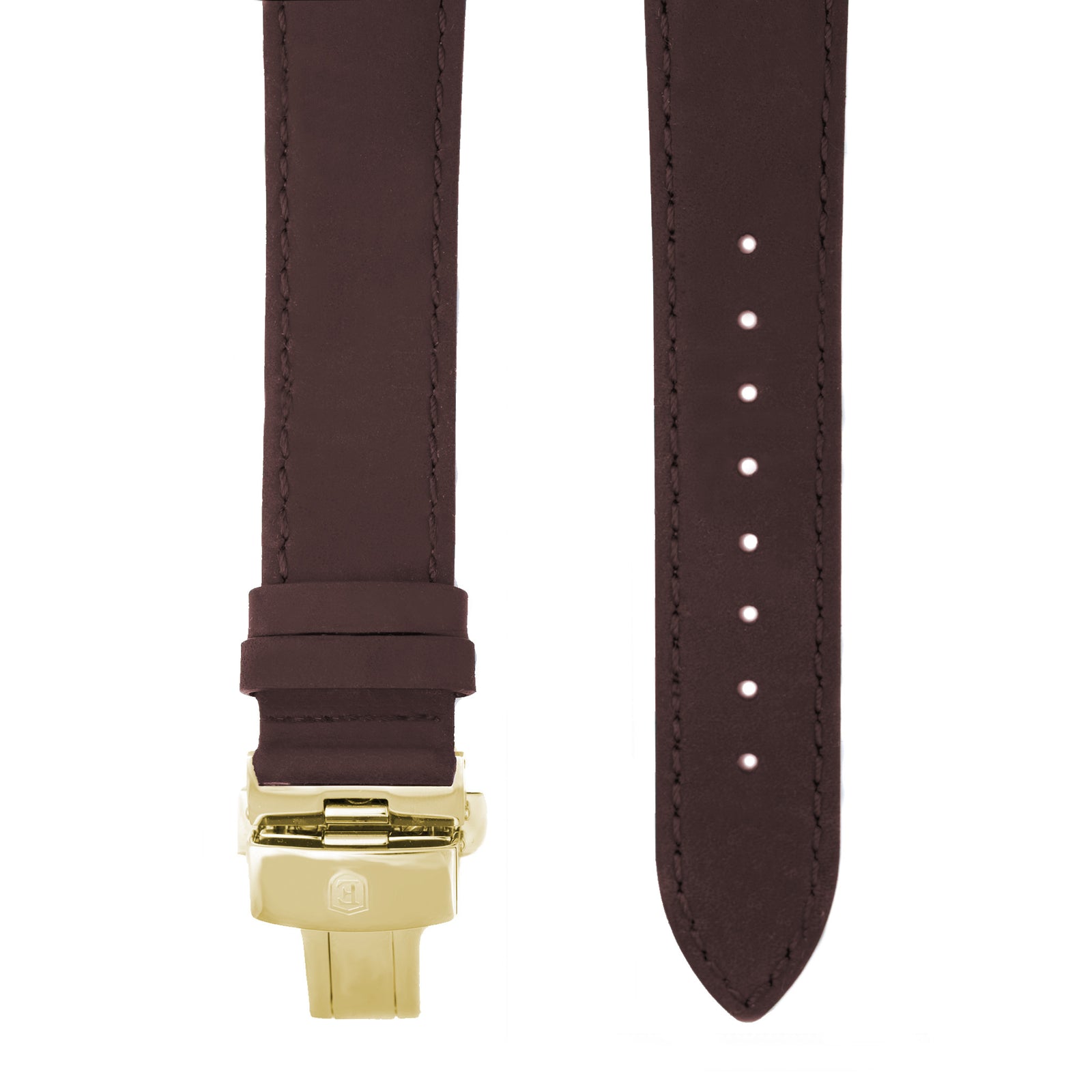 Dark Brown Italian Crazy Horse Leather Strap with Gold Clasp